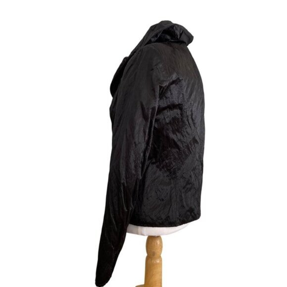 Joseph Ribkoff Crinkled Black Jacket Hooded Collar Size 10 Canada - Picture 12 of 14